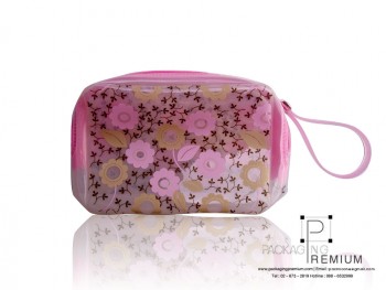 กระเป๋าใส่สายคล้องดินสอ ลายดอกไม้ชมพู